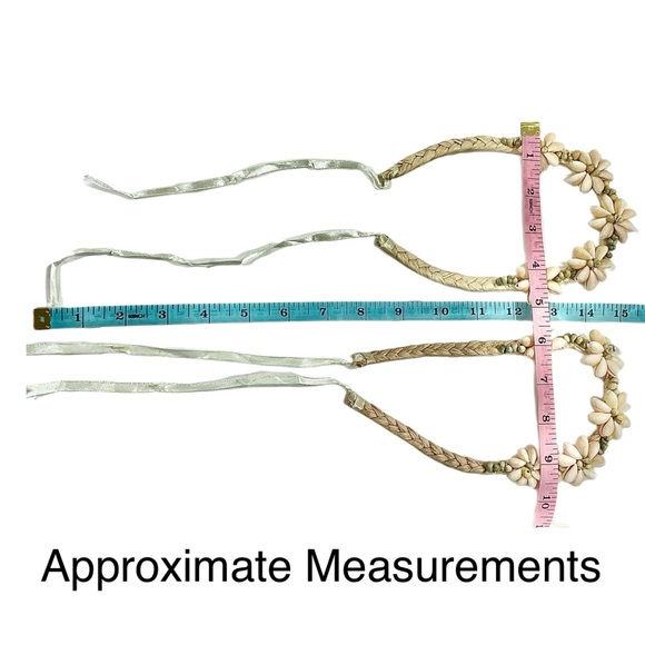 Real Shells and Straw Adjustable Choker Neclace Ribbon Tie Back Handmade NWOT - Picture 8 of 8